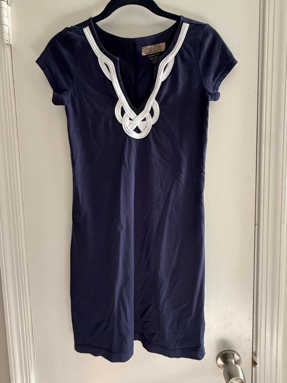 Lilly Pulitzer Navy Blue Rope Neck Pima Cotton Dress Size XXS